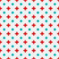 Seamless pattern with blue and red snowflakes on white background Royalty Free Stock Photo