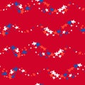 Seamless pattern with blue, red, white stars Royalty Free Stock Photo