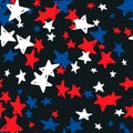 Seamless pattern with blue, red, white stars Royalty Free Stock Photo