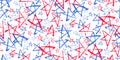 Seamless pattern with blue, red, white stars Royalty Free Stock Photo