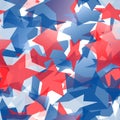 Seamless pattern with blue, red, white stars Royalty Free Stock Photo