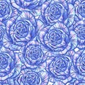 Seamless pattern blue roses