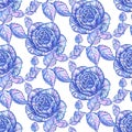 Seamless pattern blue roses