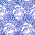 Seamless pattern blue roses