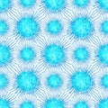 Seamless pattern. Blue round virus microbe on a light background. In the retro style, the texture is an abstraction. Royalty Free Stock Photo