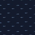 Seamless pattern Blue shark on black background. Texture of marine fish for any purpose Royalty Free Stock Photo