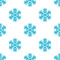 Blue Snowflake Flat Icon Seamless Pattern