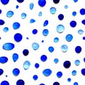 Seamless pattern with blue watercolor drops