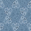 Seamless pattern of blue wild flowers on a gray background. Floral background. Watercolor Royalty Free Stock Photo