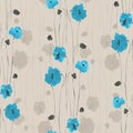 Seamless pattern of blue flowers of poppies on a light beige background. Watercolor Royalty Free Stock Photo