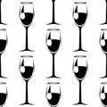 Seamless pattern with blue wineglass with wine. vector