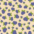 Seamless pattern with blueberry. Bright colors, fashion style for prints, batik, silk textile, cushion pillow, bandanna kerchief. Royalty Free Stock Photo