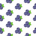 Seamless pattern with blueberry in flat style. Vector illustration