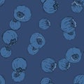 Seamless pattern with blueberry. Natural fresh ripe tasty blueberries. Vector illustration for background, packaging