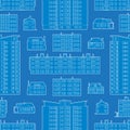 Seamless pattern with blueprint of dwelling