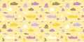 Seamless pattern with boats, yachts and sea waves