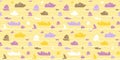 Seamless pattern with boats, yachts and sea waves