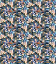 Seamless Pattern Boho Mosaic Vector Texture Blend. Glass Pieces Effect in Vintage Muted Earth Tone. Geometric Kaleidoscope