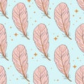 Seamless pattern in boho style. Feather decoration indian tribal Royalty Free Stock Photo