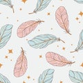 Seamless pattern in boho style. Feather decoration indian tribal Royalty Free Stock Photo