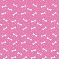 Seamless pattern with bones for dog on the pink background.