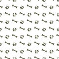 Seamless pattern with bones, dog tracks