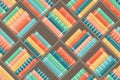 Lots of colorful books in a chaotic order on the shelf. Bookcase. Library concept. Seamless pattern for print. Royalty Free Stock Photo