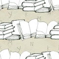 Seamless pattern with books