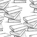 Seamless pattern of the books sketches