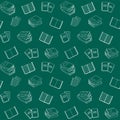 Seamless pattern with books, textbook, notebook, schoolbook, diary, manual