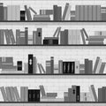 Seamless pattern bookshelves, books on the brick wall background Royalty Free Stock Photo