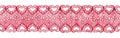 Seamless pattern border lace pink cloth texture. Watercolor illustration on white background. Monochrome clothing design element.