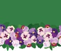 Seamless pattern border with multicolor flowers