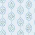 Seamless pattern, seamless botanical damask pattern with vintage foliage design in soft blue and green hues on a light Royalty Free Stock Photo