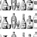 Pattern with bottles of alcohol