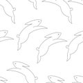 Seamless pattern bouncing hares in the style of minimalism. Design suitable for wallpaper