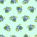 Seamless pattern of bouquets of flowers of violets.