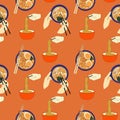 Seamless pattern with Bowl noodles and chopsticks.