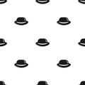 Seamless pattern with bowler hats on white background. Gentleman simple ornament