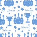 Vector Seamless pattern Bowling Sport Game Winner