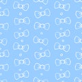 Seamless pattern with bows, asymmetric random polka dots, bubbles or buttons. Cute fun simple abstract vector texture Royalty Free Stock Photo