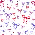 Seamless Pattern with Bows. Gift Kknots of Ribbon