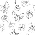 Seamless pattern bows and presents