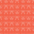 Seamless pattern with bows. Red and white silhouette with black line Royalty Free Stock Photo