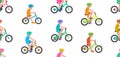 Seamless pattern with Boys riding bike