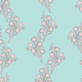 Seamless pattern with branches of Brunia albiflora plant.