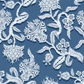 Seamless pattern with branches flowers in chinoiserie style. Royalty Free Stock Photo