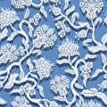 Seamless pattern with branches flowers in chinoiserie style.