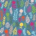 Seamless Pattern with Branches and Flowers