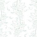 Seamless pattern of branches of grapes on white background.